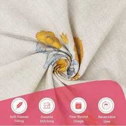 LIVSPACE Yellow & Cream-Coloured Floral AC Room 110 GSM Dohar image 2