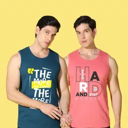 WOOSTRO Men Pack of 2 Typography Printed Raw Edge Slim Fit T-shirt image 5