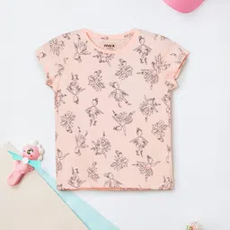 max Girls Graphic Printed Round Neck Pure Cotton Regular Fit T-shirt-picture-13