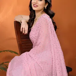 V3 FASHION STUDIO Foil Printed Zari Saree image 4