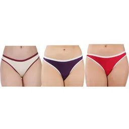 ORLIZEA Pack of 3 Women Low-Rise Cotton Blend Thongs-image-38