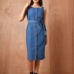 The Roadster Lifestyle Co. Pure Cotton Sleeveless Midi Dress-image-99