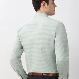 Peter England Men Slim Fit Micro Checked Spread Collar Formal Shirt image 5