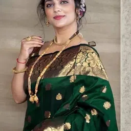 VelvetHue Woven Design Zari Silk Blend Handloom Saree image 3