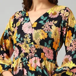 Jash Creation Women Yellow Crepe Printed Anarkali Kurtas image 2