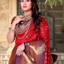 AKSH FASHION Red Silk Blend Sarees-picture-10