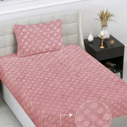 Myntra Elegant Homes Peach Printed Woollen 300 TC Single Bedsheet Set 2.25 m X1.5 m-picture-38