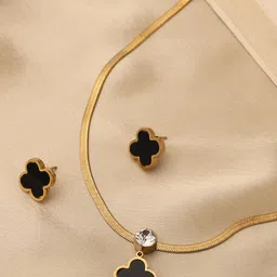 VENI 18KT Gold-Plated Stainless Steel Enamelled Jewellery Set-picture-12