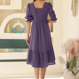 KALINI Puff Sleeve A-Line Midi Dress image 4
