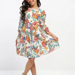 SPUNKIES Print Cold-Shoulder A-Line Dress image 5