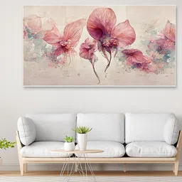 DEKORSTATION Cream-Coloured & Pink 1 Piece Canvas Floral and Botanical Wall Paintings-image-36
