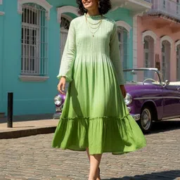 CORSICA Tie and Dye Dyed Flared Sleeve A-Line Midi Dress image 2