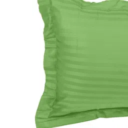 Sleeping Owls Lime Green Striped 210 TC Single Bedsheet with 1 Pillow Covers image 3