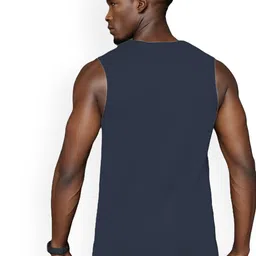 BLUEFICUS Printed Cotton Gym Vest 606_Gym_Vest_Navy_Blue_M image 2