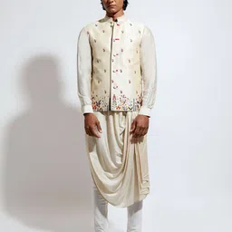 VIVEK KARUNAKARAN Men Floral Embroidered Woven Nehru Jacket image 1