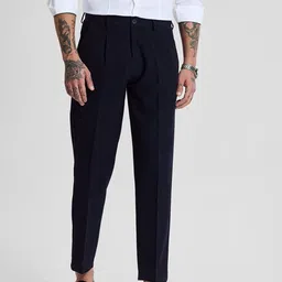 Snitch Men Smart Slim Fit Pleated Trousers-image-60