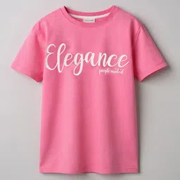 Purple United Kids Girls Typography Printed Applique T-shirt-picture-35