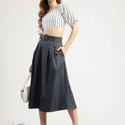 T TRYON ULTIMATE Women Polka Dot Printed Sweetheart Neck Puff Sleeves Crop Top image 5