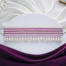 EVERSTYLISH Sanjoya Pearl & Glass Beads Embroidered Choker Necklace image 5