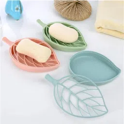 touaretails Leaf Shape Soap Box with Drain Tray for Bathroom, Shower, Kitchen, Pack of 2 image 3