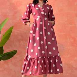 justher Women Maxi Pink Full Length Dress image 5