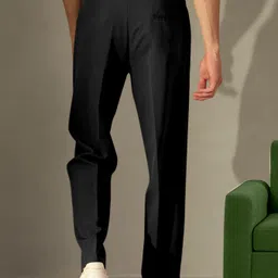indiclub Men Loose Fit Black Lycra Blend Trousers image 3