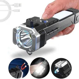 microbots Rechargeable Torch - Long Distance Beam Range Car Rescue Torch with Hammer Torch Torch-picture-18