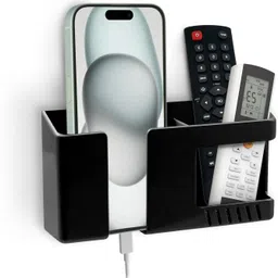 Unique Goods Haven Wall-Mounted Phone Stand & Remote Holder | | No Drill - Black Mobile Holder-picture-35