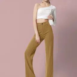 Dream Beauty Fashion Women Straight Fit High-Rise Pleated Trousers image 4
