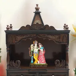 DZYN Furnitures Brown Wooden SukhatMan Wall Mount Pooja Mandir Without Door-image-77