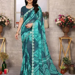 Nirmohi Fashion Tie and Dye Mirror Work Pure Georgette Saree-picture-16
