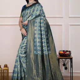 tammu designer Ethnic Motifs Zari Art Silk Handloom Banarasi Saree image 4