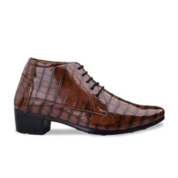 Bxxy Men Textured Heel Height Increasing Formal Lace-Up Derby Shoes image 3