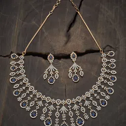 Kushal's Fashion Jewellery Sapphire Gold-Plated Party Zircon Necklace Set-picture-23