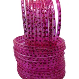 Adiba Fashion Factory Set Of 24 Pink Glass Artificial Stones & Beads Bangle image 3