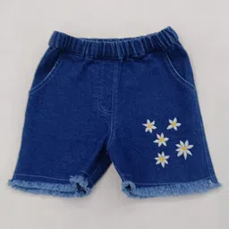 Creative Kids Girls Floral Embroidered Washed Mid-Rise Above Knee Denim Shorts-picture-37