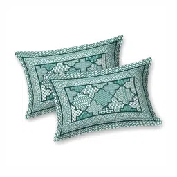 Myntra Elegant Homes Sea Green Floral Cotton 180TC Double King Bedsheet Set-2.75mx2.25m image 3