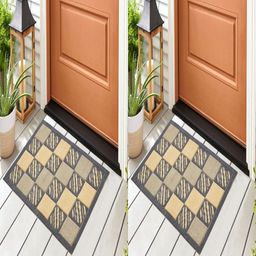 Myntra Elegant Homes 2-Pcs Grey & Beige Printed Cotton Rectangular Anti-Slip Doormats-picture-24