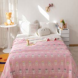 JC HOME Pink & White Cartoon Characters AC Room 400 GSM Single Bed Quilt-picture-8