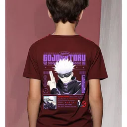 london streets Maroon Gojo Anime Graphic Print T-Shirt image 3