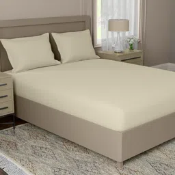 home expressions Cream-Coloured 500 TC Cotton Single Bedsheet Set -1.3716m X 2.2352m-image-83