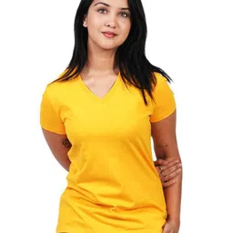 EcoLove Women Dry Tech Solid V-Neck Cotton T-shirt-image-89