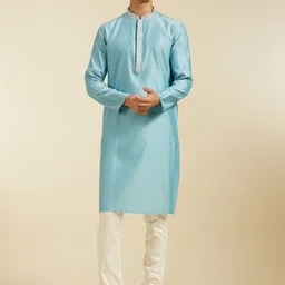 Diwas by Manyavar Floral Woven Design Mandarin Collar Thread Work Straight Kurta image 1