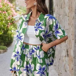 all about you Printed Shirt Collar Neck Shirt With Shorts Co-Ords image 2