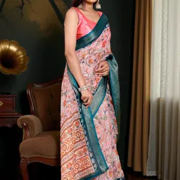 PAMPER YOURSELF Floral Designer Saree image 4