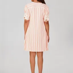 Bindigasm Striped Puff Sleeve A-Line Dress image 2