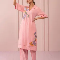 MISRI Women Floral Printed Regular Kurta with Trousers-image-35