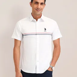 U.S. Polo Assn. Men Classic Spread Collar Horizontal Striped Cotton Casual Shirt-picture-35