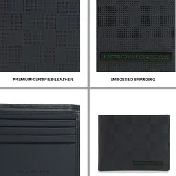 United Colors of Benetton Men Checked Leather Two Fold Wallet image 4