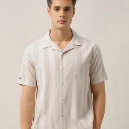 Arrow Sport Men Vertical Striped Cuban Collar Pure Cotton Casual Shirt-picture-30
